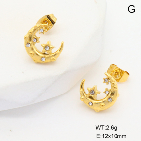 6E4004564bhbm-G034  316 Pin 18K PVD Czech Stones,Handmade Polished  Stainless Steel Earrings