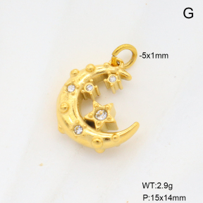 6P4000524bbmo-G034  18K PVD Czech Stones,Handmade Polished  Stainless Steel Pendant