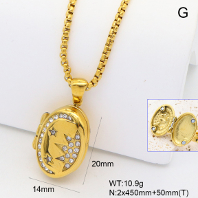 GEN002087ahjb-066  18K PVD Czech Stones,Handmade Polished  Stainless Steel Necklace  BC25060184N