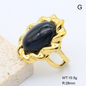 GER001472bhva-066  18K PVD Agate,Handmade Polished  Stainless Steel Ring   BC24102070R-BK
