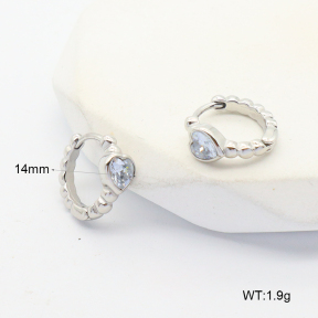 6E4004425bbom-G034  316 SS Zircon,Handmade Polished  Stainless Steel Earrings