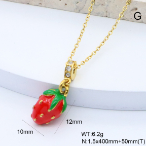 GEN002120bhva-066  18K PVD Czech Stones & Enamel,Handmade Polished  Stainless Steel Necklace  BC25040069N