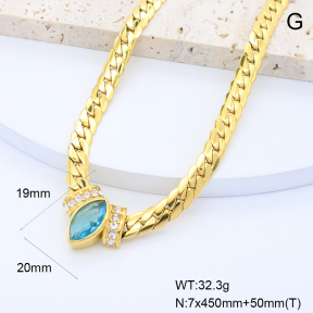 GEN002131vhmv-066  18K PVD Czech Stones & Zircon,Handmade Polished  Stainless Steel Necklace  BC25060143N-BE