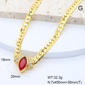 GEN002132vhmv-066  18K PVD Czech Stones & Zircon,Handmade Polished  Stainless Steel Necklace  BC25060143N-RD