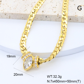 GEN002133vhmv-066  18K PVD Czech Stones & Zircon,Handmade Polished  Stainless Steel Necklace  BC25060143N-WT