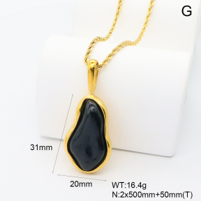 GEN002173bhia-066  18K PVD Resin Imitation Pearls,Handmade Polished  Stainless Steel Necklace