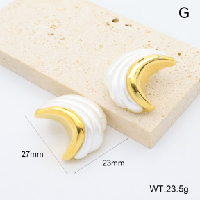 GEE002779bhia-066  316 Pin 18K PVD Resin Imitation Pearls,Handmade Polished  Stainless Steel Earrings  BC25080237E-P