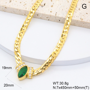 GEN002186vhmv-066  18K PVD Czech Stones & Zircon,Handmade Polished  Stainless Steel Necklace