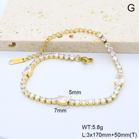 GEB000839vhkb-066  18K PVD Zircon,Handmade Polished  Stainless Steel Bracelet  BC25110392B