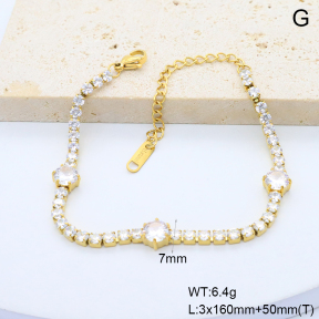 GEB000840vhkb-066  18K PVD Zircon,Handmade Polished  Stainless Steel Bracelet  BC25110393B