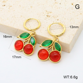 GEE002790bhia-066  316 Pin 18K PVD Agate & Glass,Handmade Polished  Stainless Steel Earrings  BC25100357E