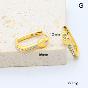 GEE002813bhia-066  316 Pin 18K PVD Czech Stones,Handmade Polished  Stainless Steel Earrings  BC25110414