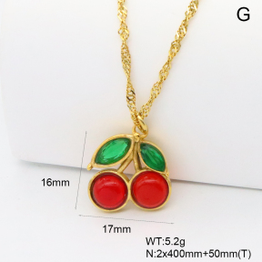 GEN002170bhva-066  18K PVD Agate & Glass,Handmade Polished  Stainless Steel Necklace  BC25100357N