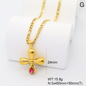 GEN002174bhia-066  18K PVD Zircon,Handmade Polished  Stainless Steel Necklace  BC25080249N-RD