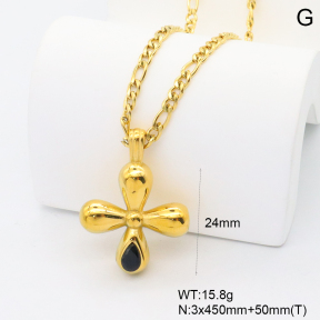 GEN002175bhia-066  18K PVD Zircon,Handmade Polished  Stainless Steel Necklace  BC25080249N-BK