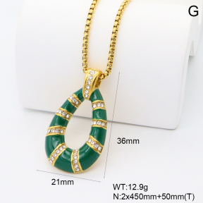 GEN002176bhia-066  18K PVD Czech Stones & Enamel,Handmade Polished  Stainless Steel Necklace  BC25100358N-GN