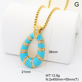 GEN002178bhia-066  18K PVD Czech Stones & Enamel,Handmade Polished  Stainless Steel Necklace  BC25100358N-BE