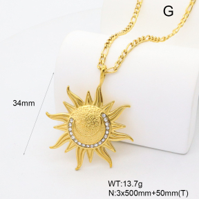 GEN002215bhia-066  18K PVD Czech Stones,Handmade Polished  Stainless Steel Necklace  BC25100378N