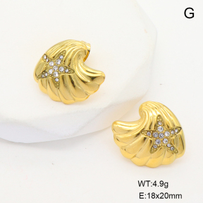 6E4004570bhio-G034  316 Pin 18K PVD Czech Stones,Handmade Polished  Stainless Steel Earrings