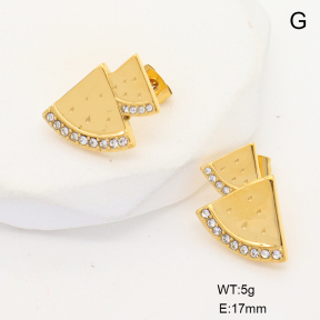 6E4004572bhia-G034  316 Pin 18K PVD Czech Stones,Handmade Polished  Stainless Steel Earrings