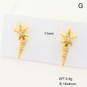 6E4004576vhmi-G034  316 Pin 18K PVD Czech Stones,Handmade Polished  Stainless Steel Earrings