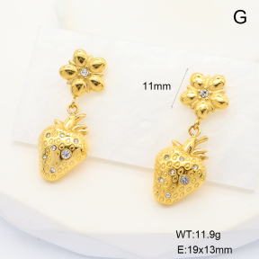 6E4004578vhov-G034  316 Pin 18K PVD Czech Stones,Handmade Polished  Stainless Steel Earrings