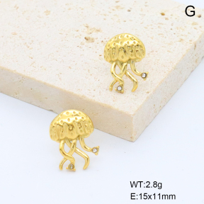 6E4004594bhbk-766  316 Pin 18K PVD Czech Stones,Handmade Polished  Stainless Steel Earrings