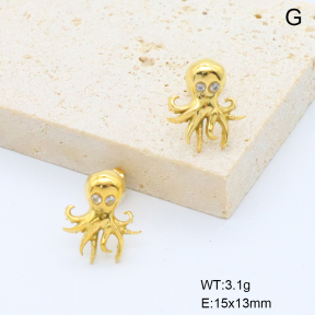 6E4004596bbpk-766  316 Pin 18K PVD Czech Stones,Handmade Polished  Stainless Steel Earrings