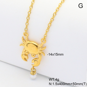 6N3001956bhji-G034  18K PVD Resin Imitation Pearls,Handmade Polished  Stainless Steel Necklace