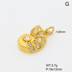 6P4005335bbmo-766  18K PVD Czech Stones,Handmade Polished  Stainless Steel Pendant