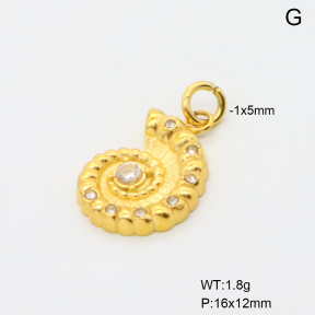 6P4005337abli-766  18K PVD Czech Stones,Handmade Polished  Stainless Steel Pendant