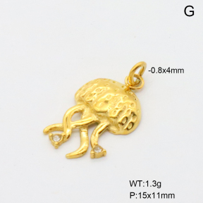 6P4005345abli-766  18K PVD Czech Stones,Handmade Polished  Stainless Steel Pendant