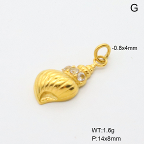 6P4005353abli-766  18K PVD Czech Stones,Handmade Polished  Stainless Steel Pendant