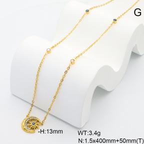 6N4004475ahlv-766  18K PVD Czech Stones,Handmade Polished  Stainless Steel Necklace