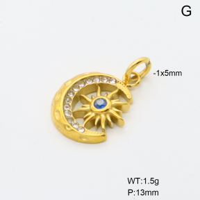 6P4005339bbml-766  18K PVD Czech Stones,Handmade Polished  Stainless Steel Pendant