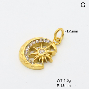 6P4005341bbml-766  18K PVD Czech Stones,Handmade Polished  Stainless Steel Pendant