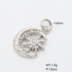 6P4005342bblo-766  Czech Stones,Handmade Polished  Stainless Steel Pendant