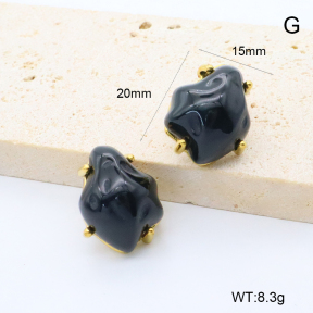 GEE002800bhva-066  BC24080597E-BK  Stainless Steel Earrings  316 Pin 18K PVD Resin,Handmade Polished