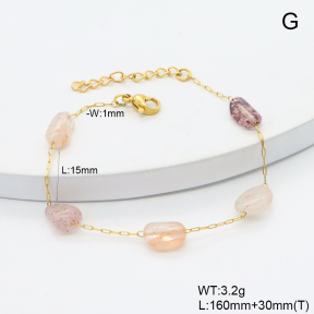 6B4003229vbmb-908  Strawberry Quartz  Stainless Steel Bracelet