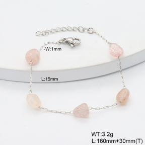 6B4003230ablb-908  Strawberry Quartz  Stainless Steel Bracelet