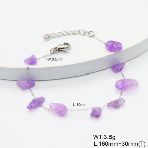 6B4003236ablb-908  Amethyst  Stainless Steel Bracelet