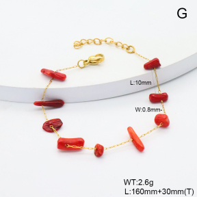 6B4003239bbml-908  Grass Coral  Stainless Steel Bracelet