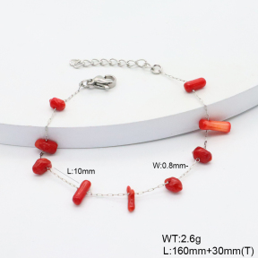 6B4003240vbll-908  Grass Coral  Stainless Steel Bracelet