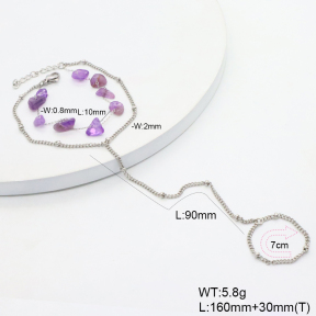 6B4003258bbov-908  Amethyst  Stainless Steel Bracelet