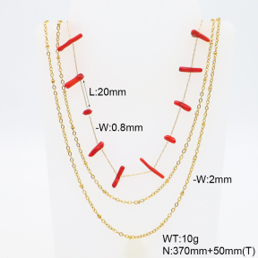 6N4004480vhmv-908  Grass Coral  Stainless Steel Necklace