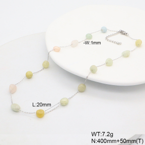 6N4004485bhva-908  Morganite  Stainless Steel Necklace