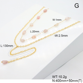 6N4004486vhmv-908  Strawberry Quartz  Stainless Steel Necklace