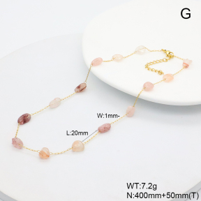 6N4004488vhha-908  Strawberry Quartz  Stainless Steel Necklace