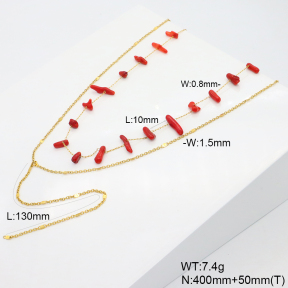 6N4004506vhmv-908  Grass Coral  Stainless Steel Necklace