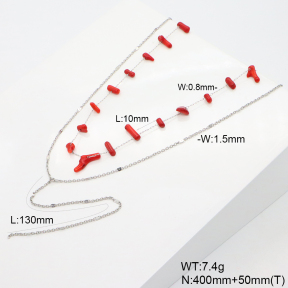 6N4004507vhkb-908  Grass Coral  Stainless Steel Necklace